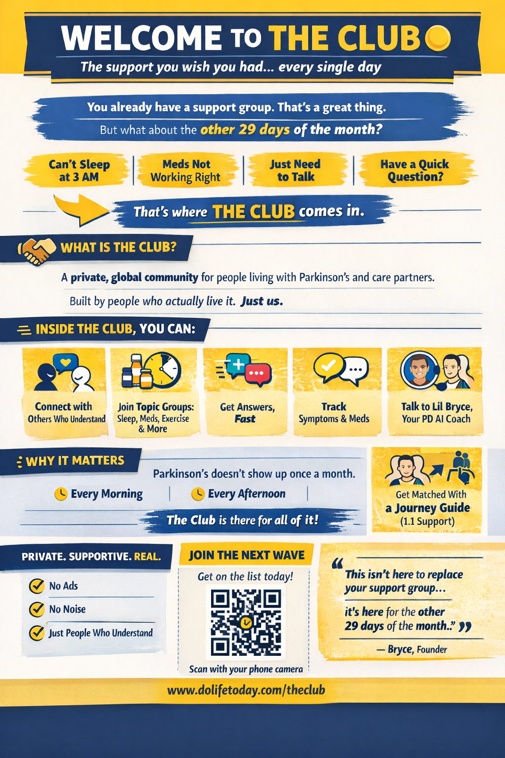 The Club support group handout &middot; a one-page overview of The Club for Parkinson's support groups